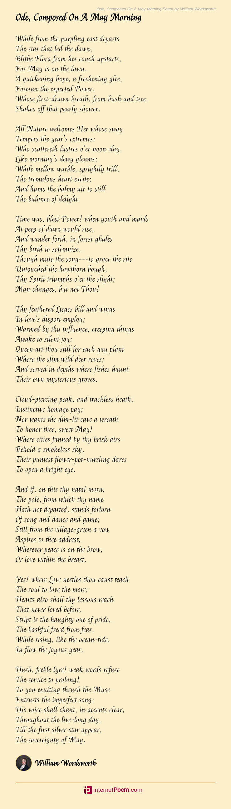 william wordsworth short poems