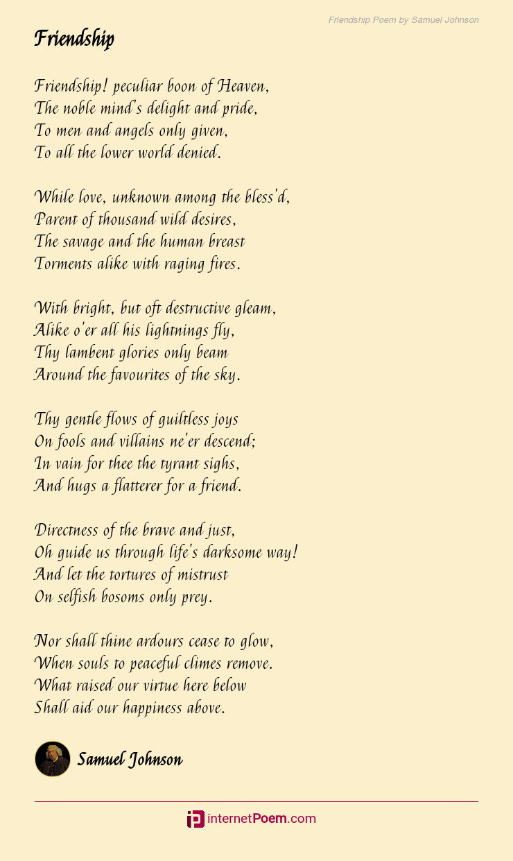 Friendship Poem by Samuel Johnson