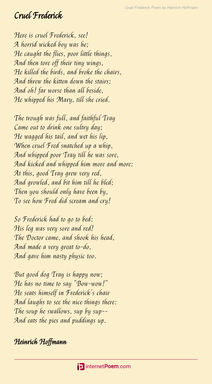 Cruel Frederick Poem By Heinrich Hoffmann 5511