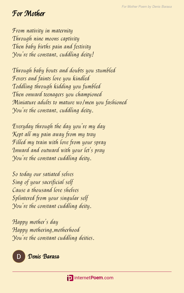 For Mother Poem by Denis Barasa