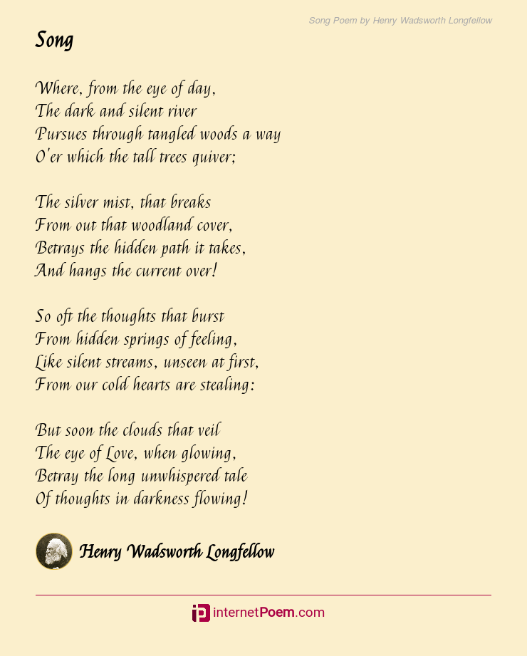 Song Poem By Henry Wadsworth Longfellow 6382