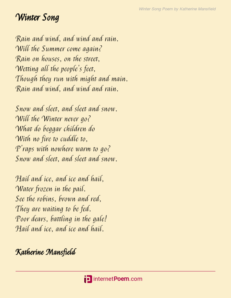 Download Winter Song Poem By Katherine Mansfield