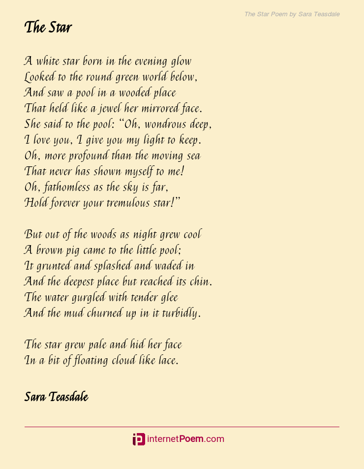 The Star Poem By Sara Teasdale