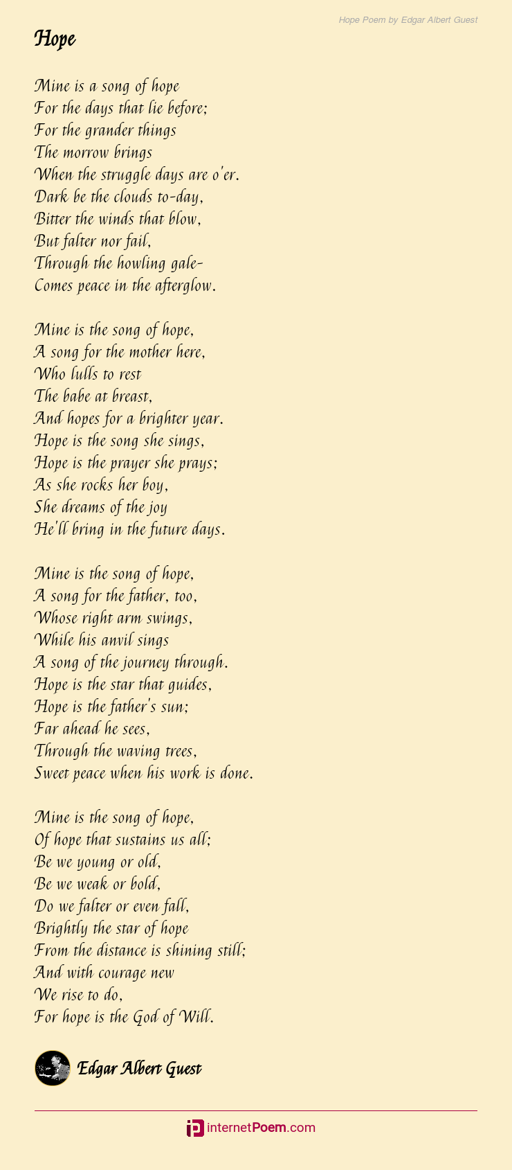 Hope Poem By Edgar Albert Guest 