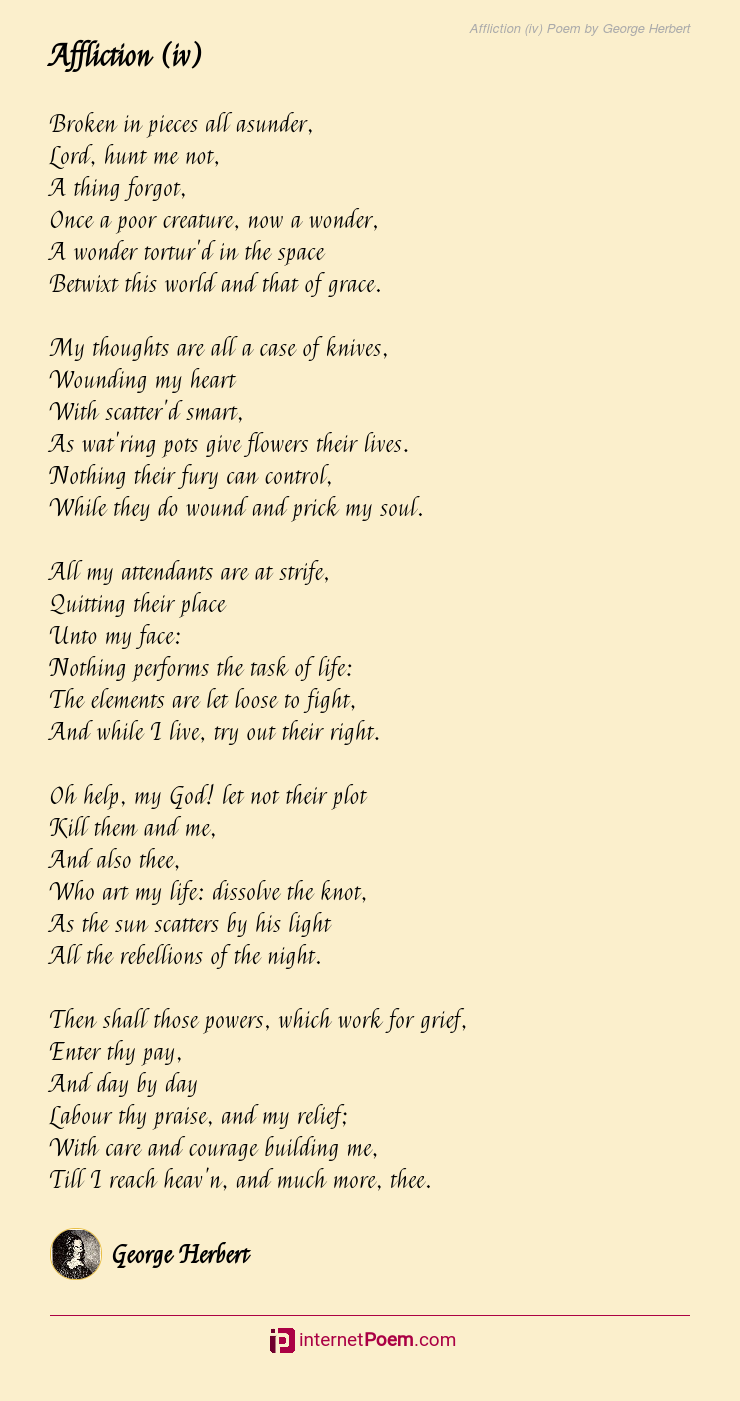 Affliction Iv Poem By George Herbert