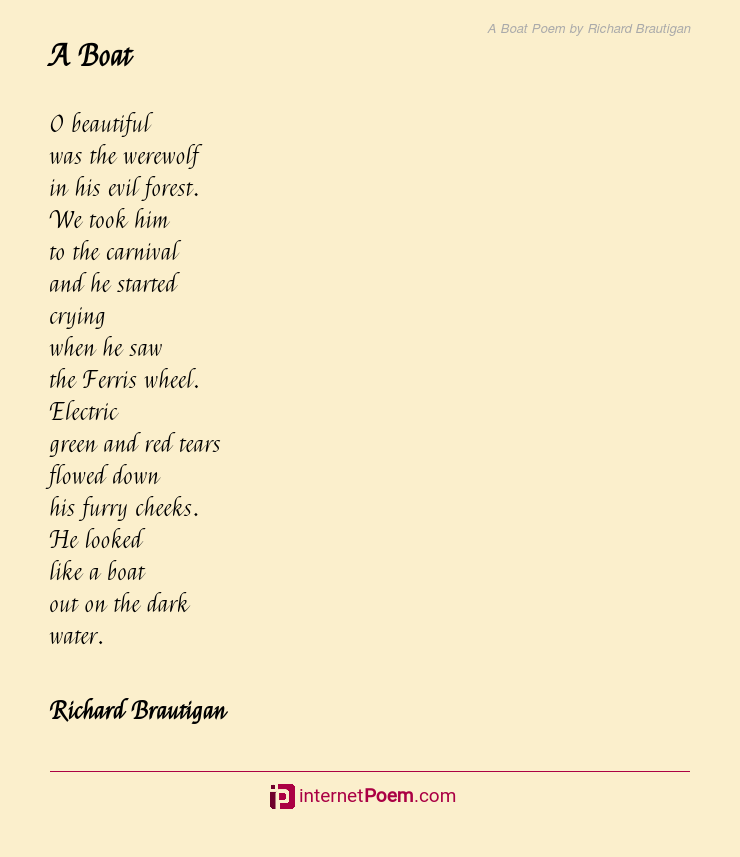 A Boat Poem By Richard Brautigan