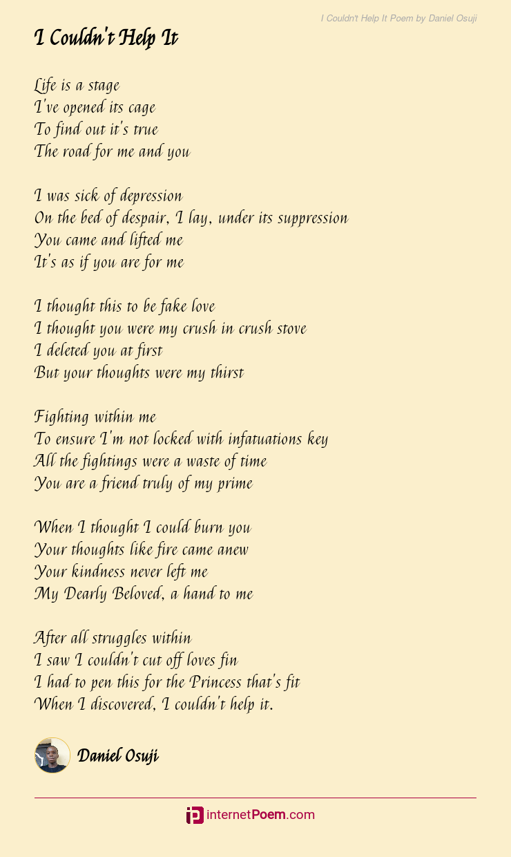 I Couldn't Help It Poem by Daniel Osuji