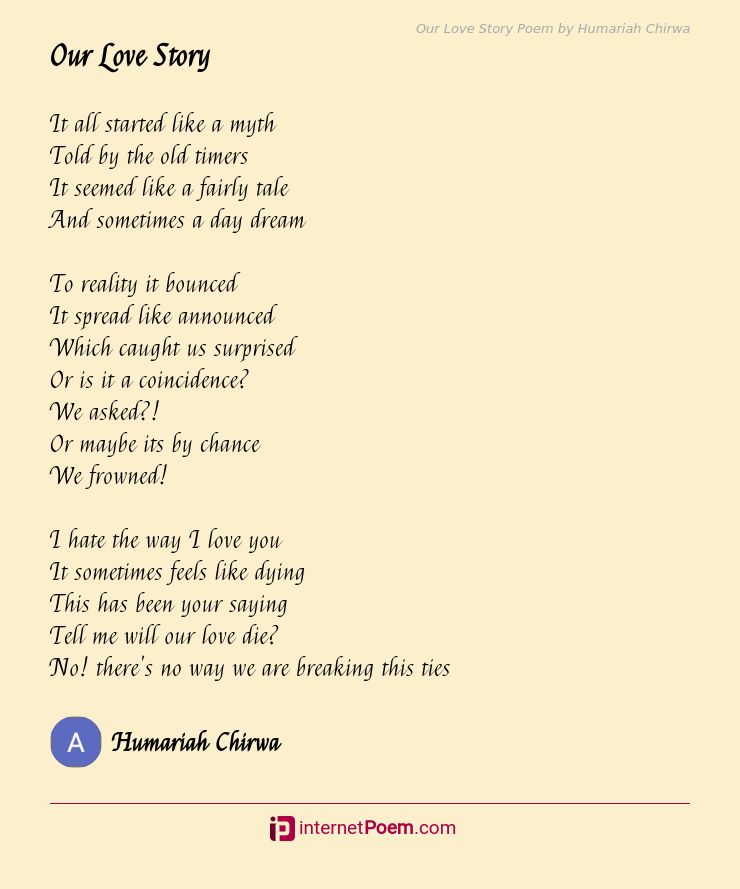 Our Love Story Poem By Humariah Chirwa