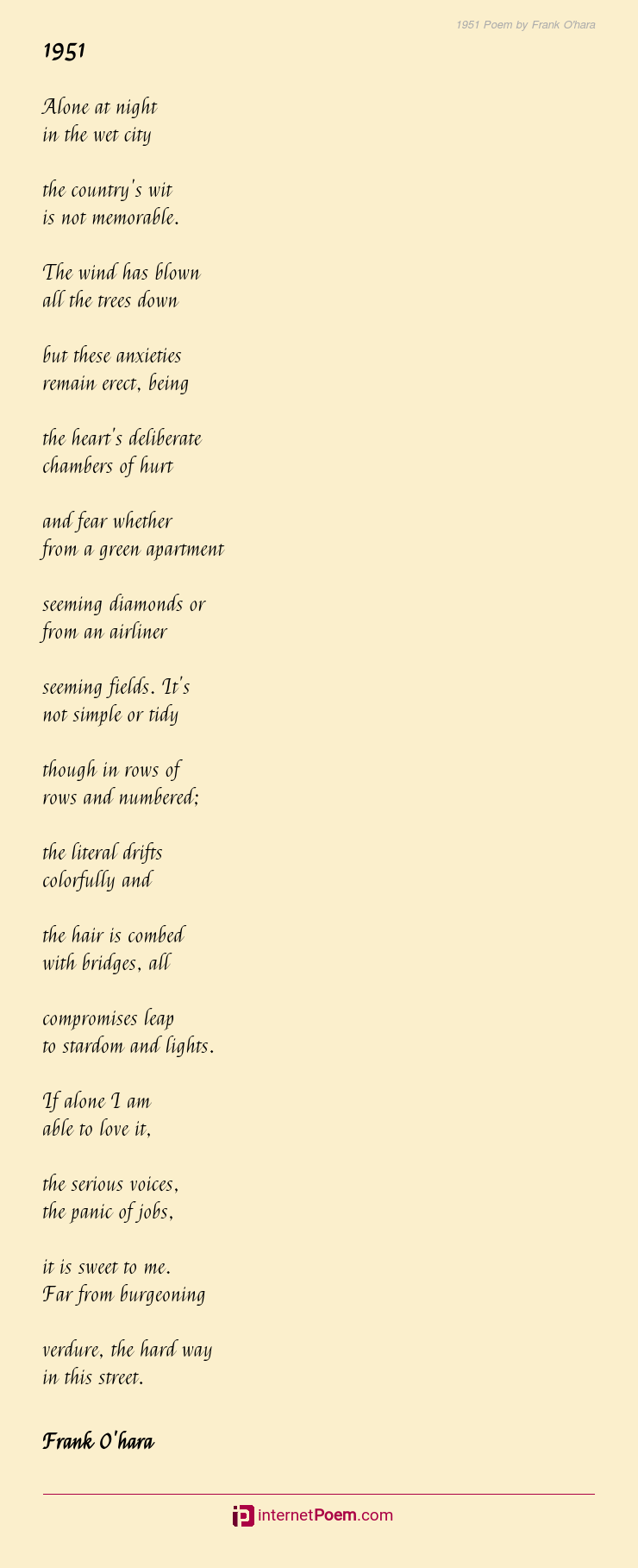 1951 Poem By Frank O Hara