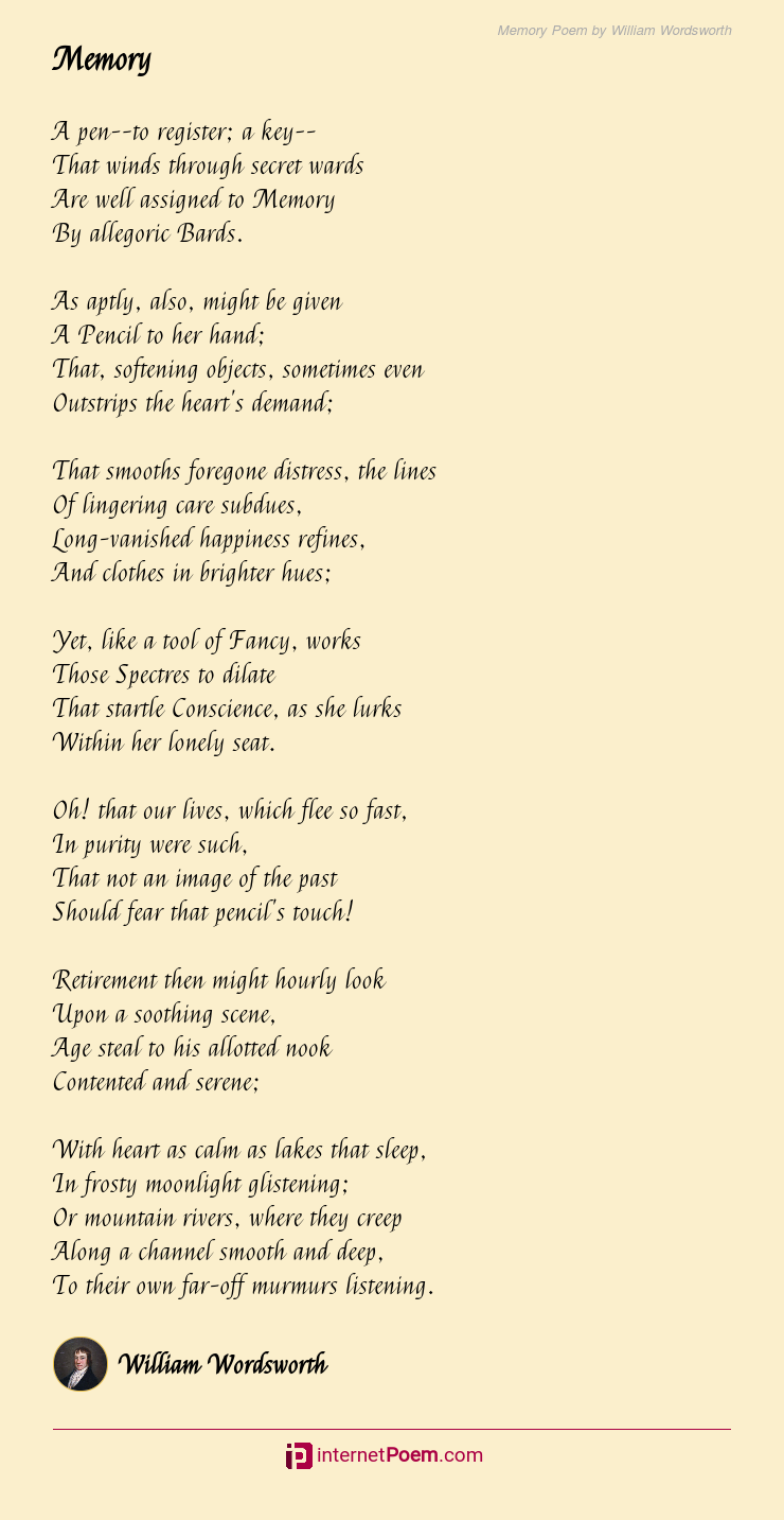 Memory Poem by William Wordsworth
