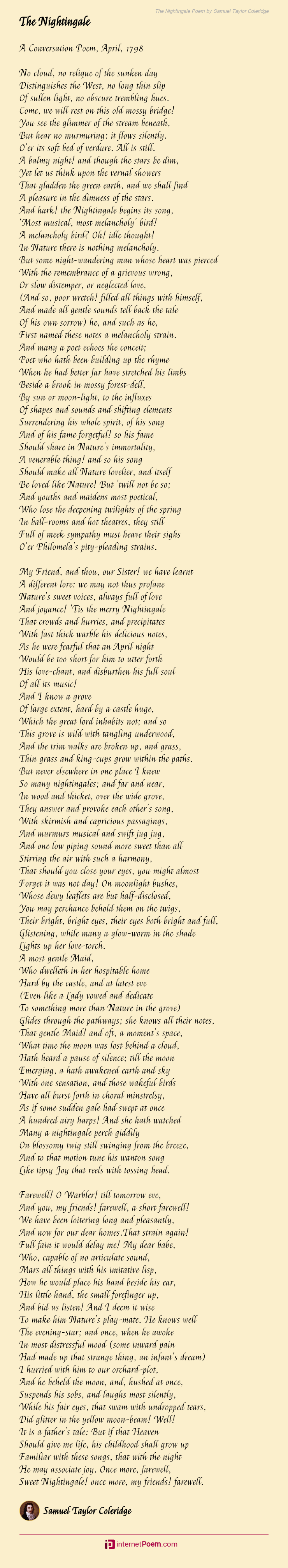 short poems by samuel taylor coleridge