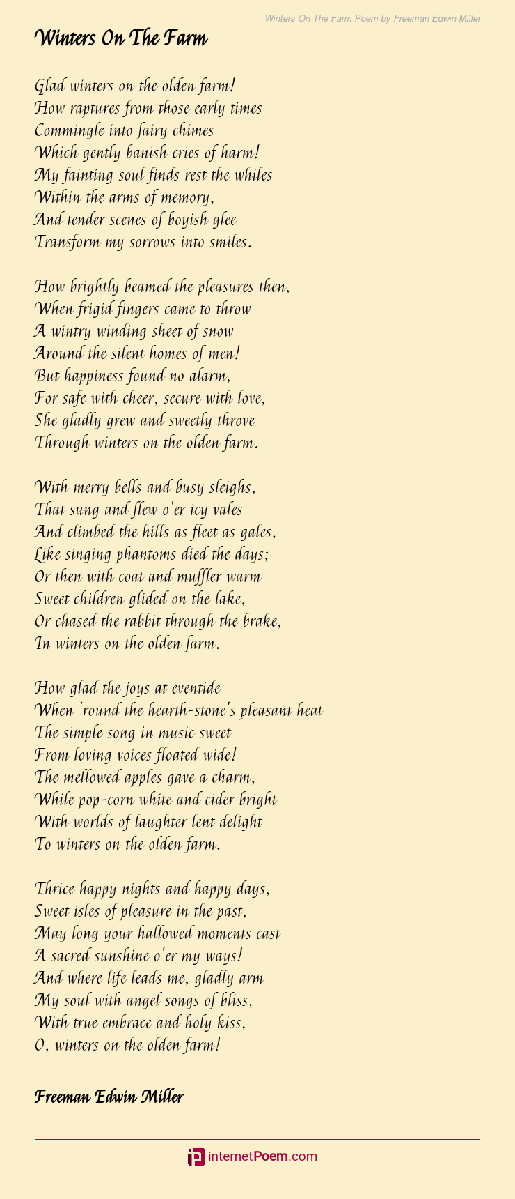 Winters On The Farm Poem by Freeman Edwin Miller