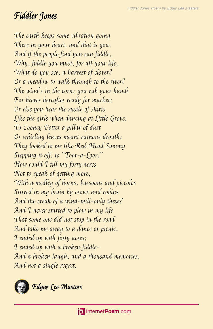 Fiddler Jones Poem by Edgar Lee Masters
