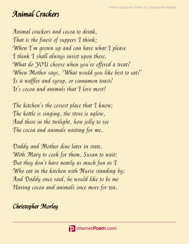 Animal Crackers Poem by Christopher Morley
