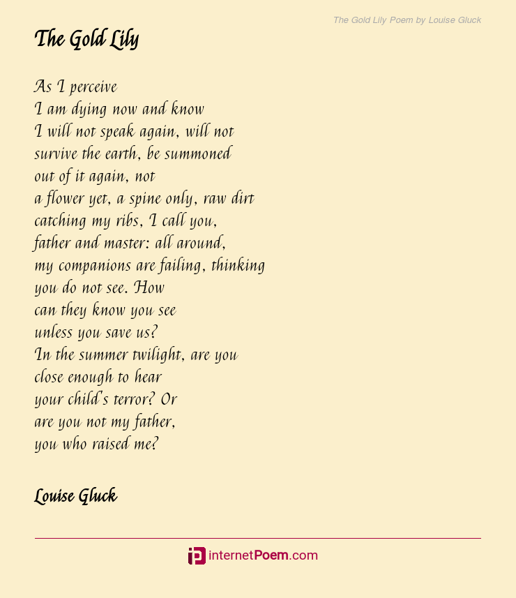 The Gold Lily Poem By Louise Gluck