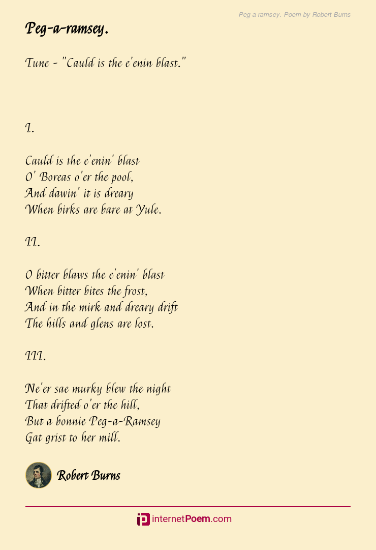 Peg-a-ramsey. Poem by Robert Burns