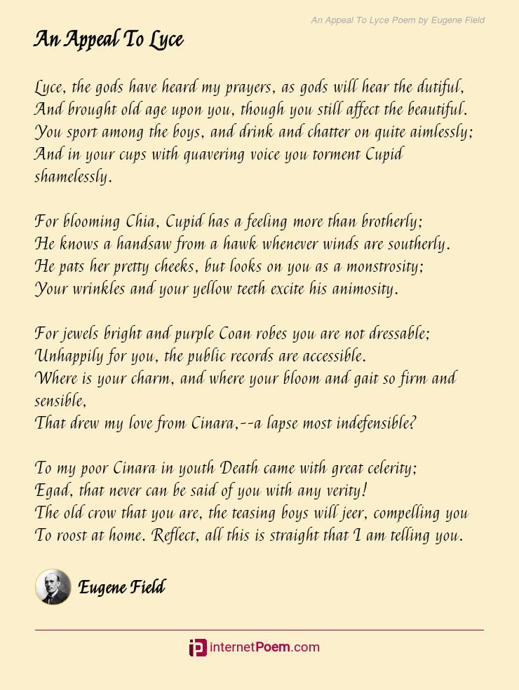 An Appeal To Lyce Poem By Eugene Field