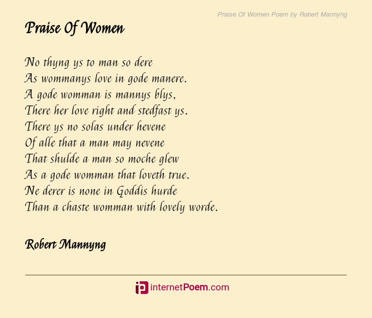 Praise Of Women Poem By Robert Mannyng 