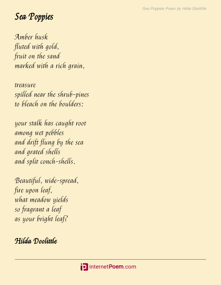 Sea Poppies Poem by Hilda Doolittle