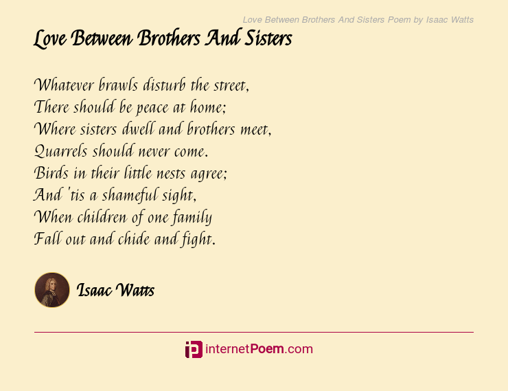 Love Between Brothers And Sisters Poem By Isaac Watts