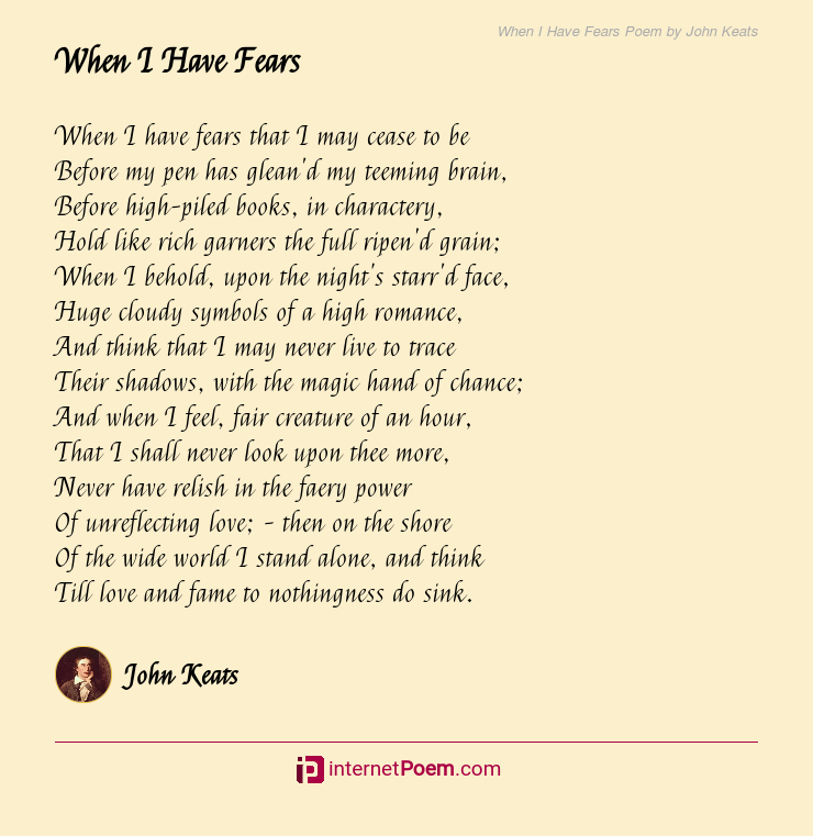 When I Have Fears Poem by John Keats