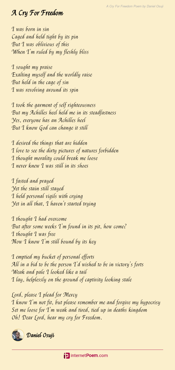 A Cry For Freedom Poem by Daniel Osuji