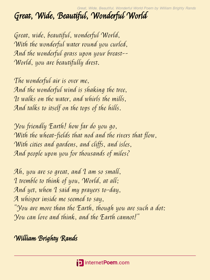 Beautiful Love Poems Poem wonderful wide brighty rands william poems