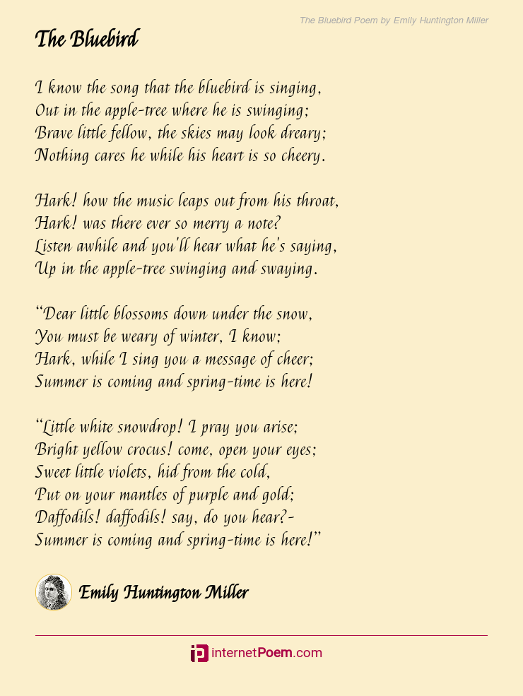 bluebird poem huntington emily miller poems