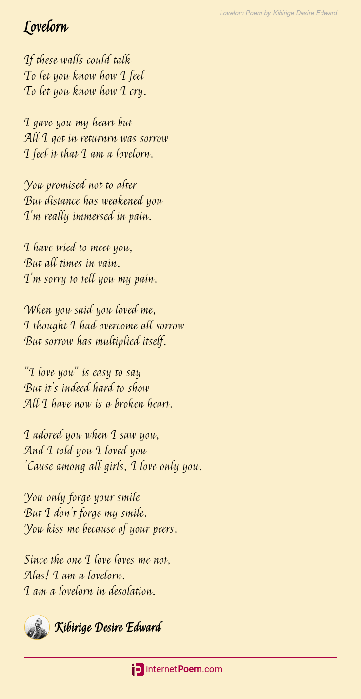 Lovelorn Poem by Kibirige Desire Edward