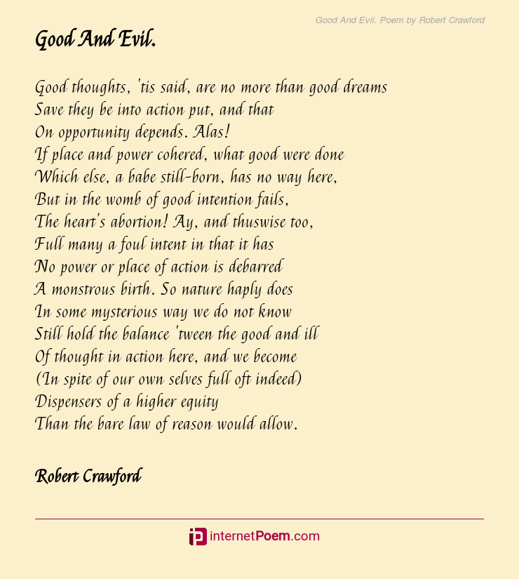 Good And Evil Poem By Robert Crawford