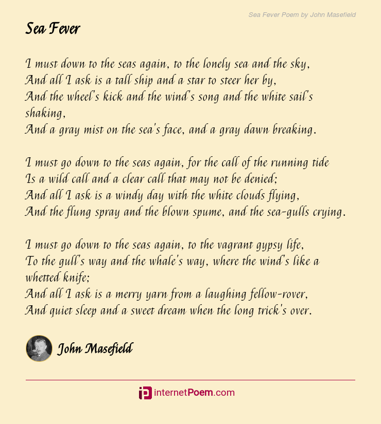 Sea Fever Poem By John Masefield 