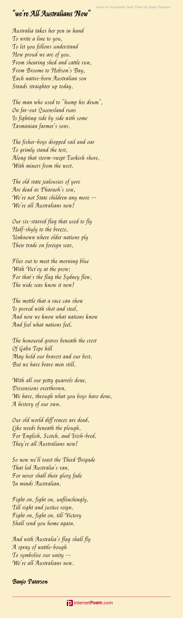 All Australians Poem by Banjo Paterson
