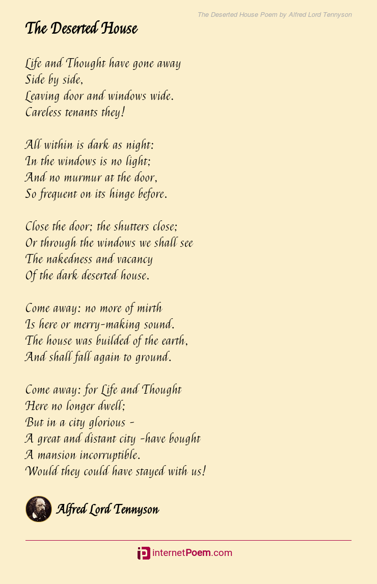 The Deserted House Poem by Alfred Lord Tennyson
