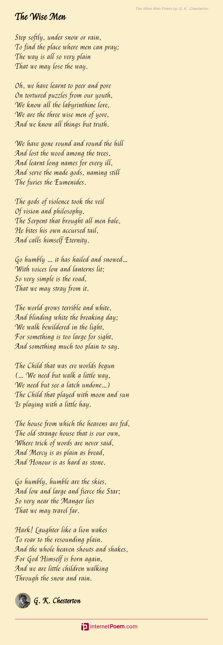 The Wise Men Poem by G. K. Chesterton