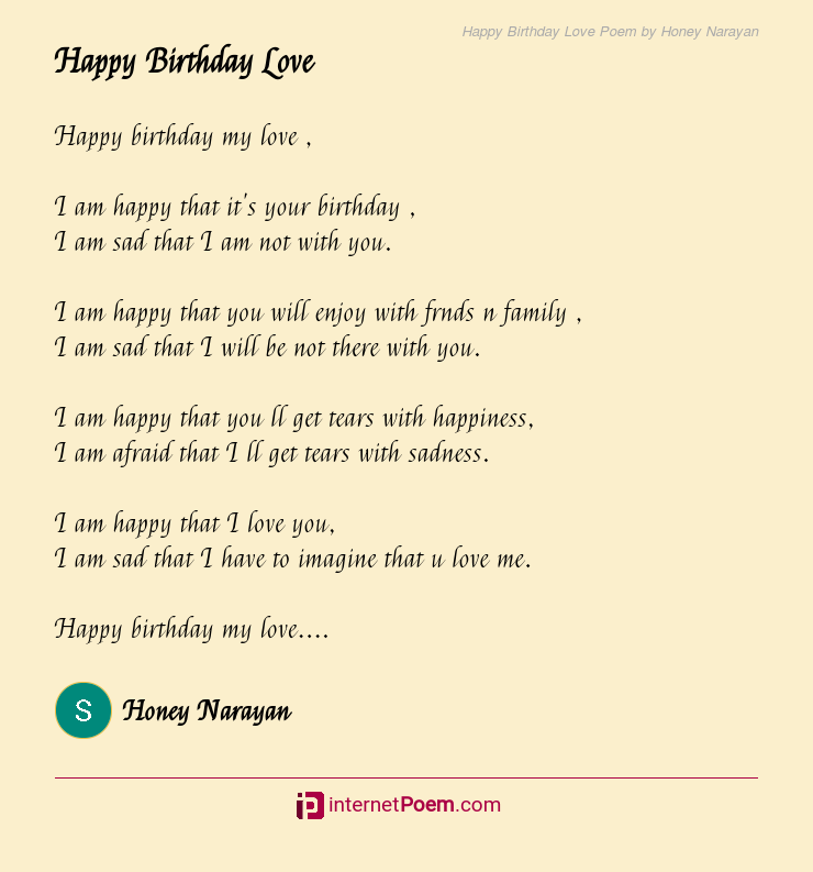 Happy Birthday Love Poem By Honey Narayan