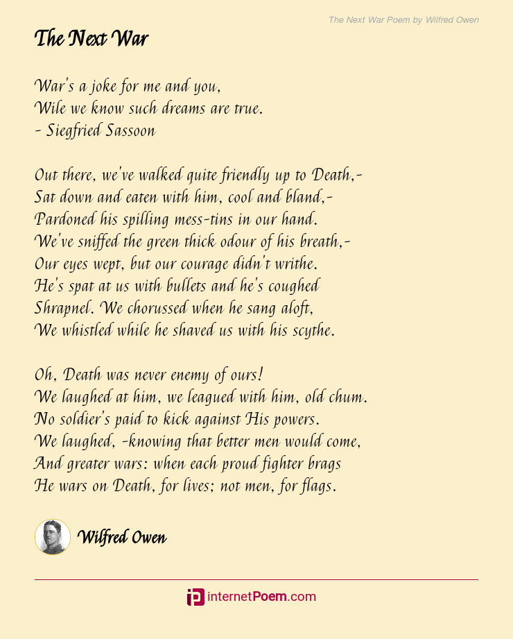 The Next War Poem By Wilfred Owen