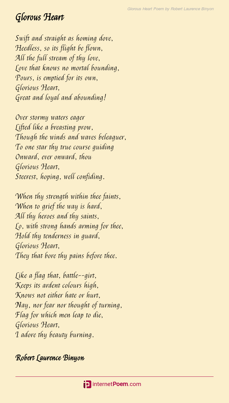 Glorous Heart Poem by Robert Laurence Binyon