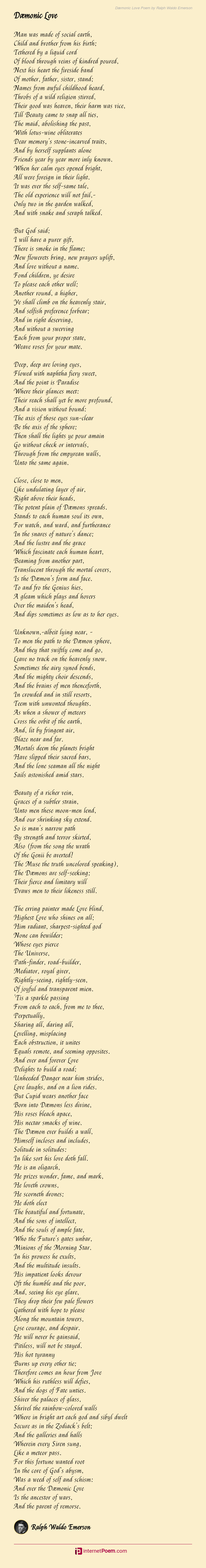 Daemonic Love Poem By Ralph Waldo Emerson