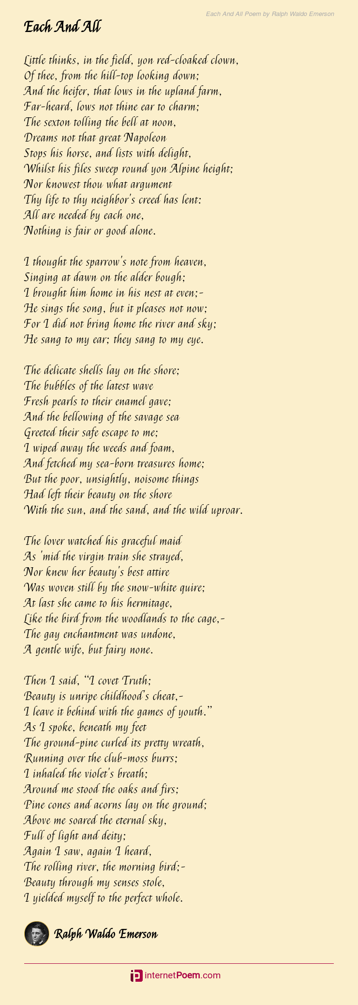 Each And All Poem Rhyme Scheme