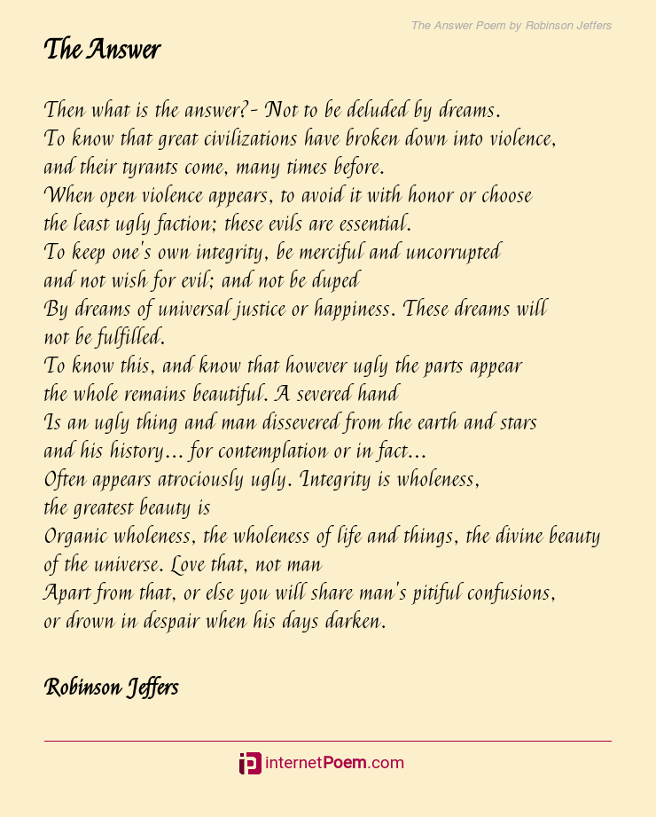 The Answer Poem By Robinson Jeffers