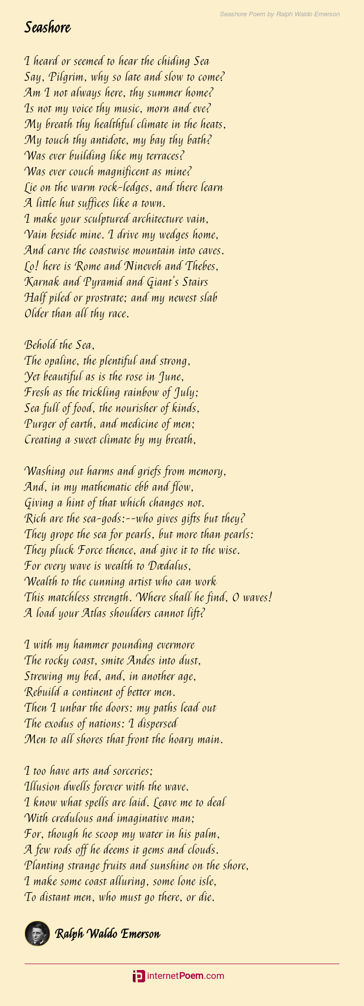 Seashore Poem by Ralph Waldo Emerson
