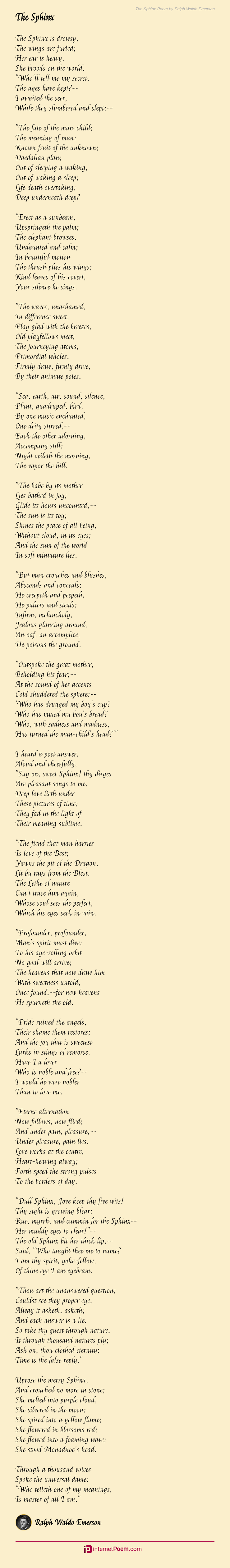 The Sphinx Poem Rhyme Scheme