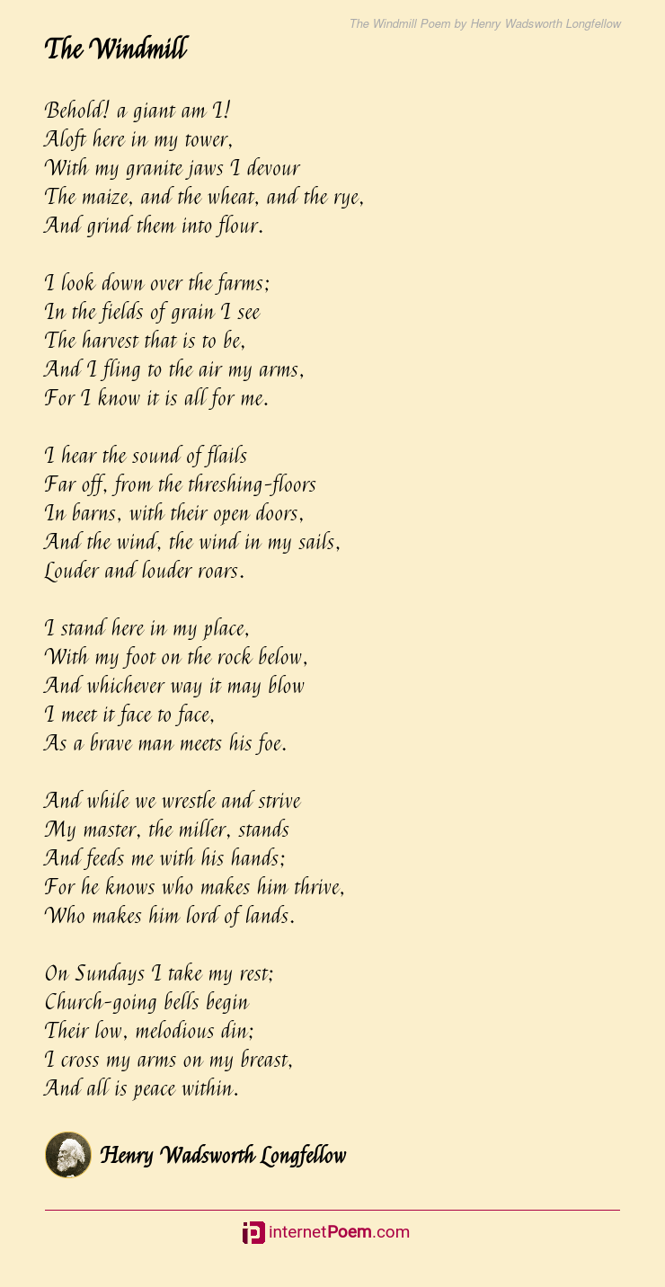 The Windmill Poem by Henry Wadsworth Longfellow