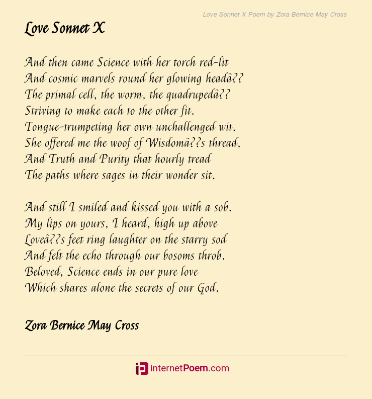 Love Sonnet X Poem Rhyme Scheme