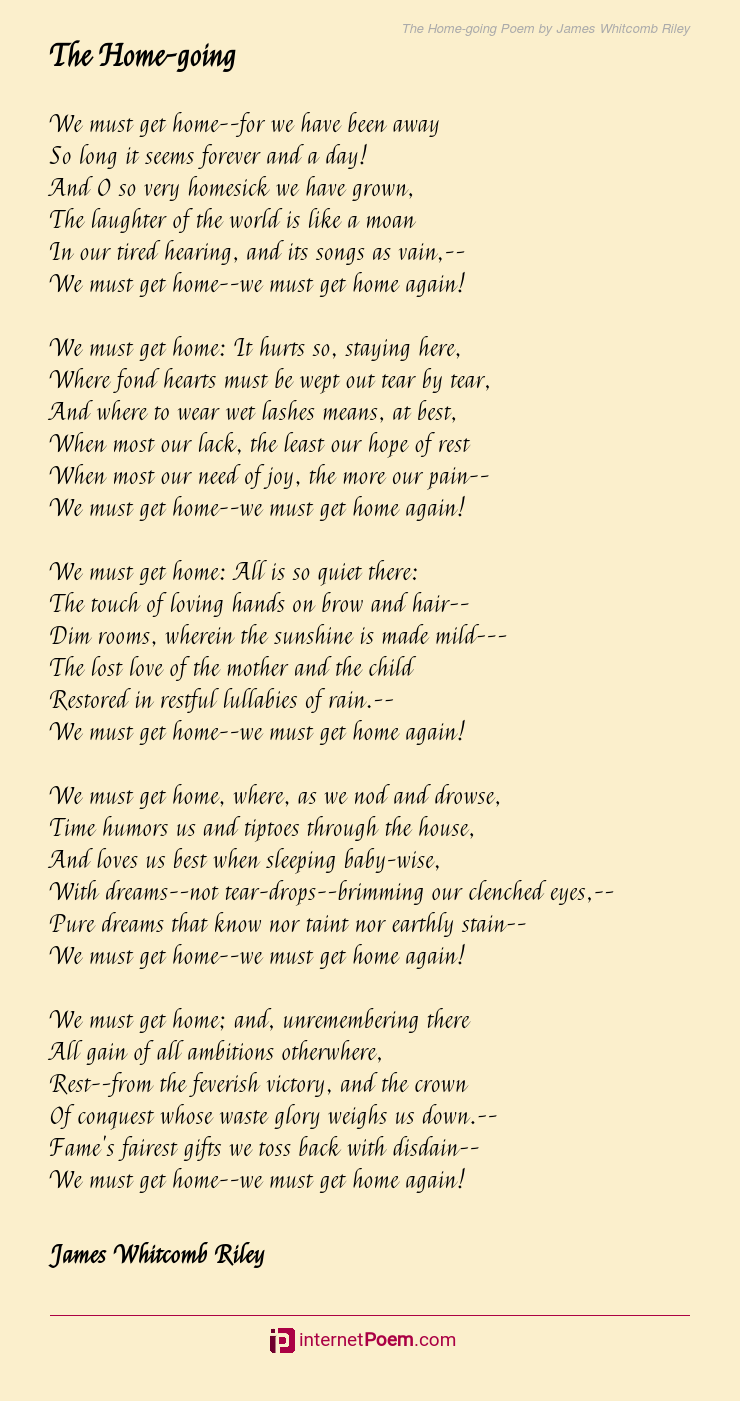 The Home-going Poem by James Whitcomb Riley