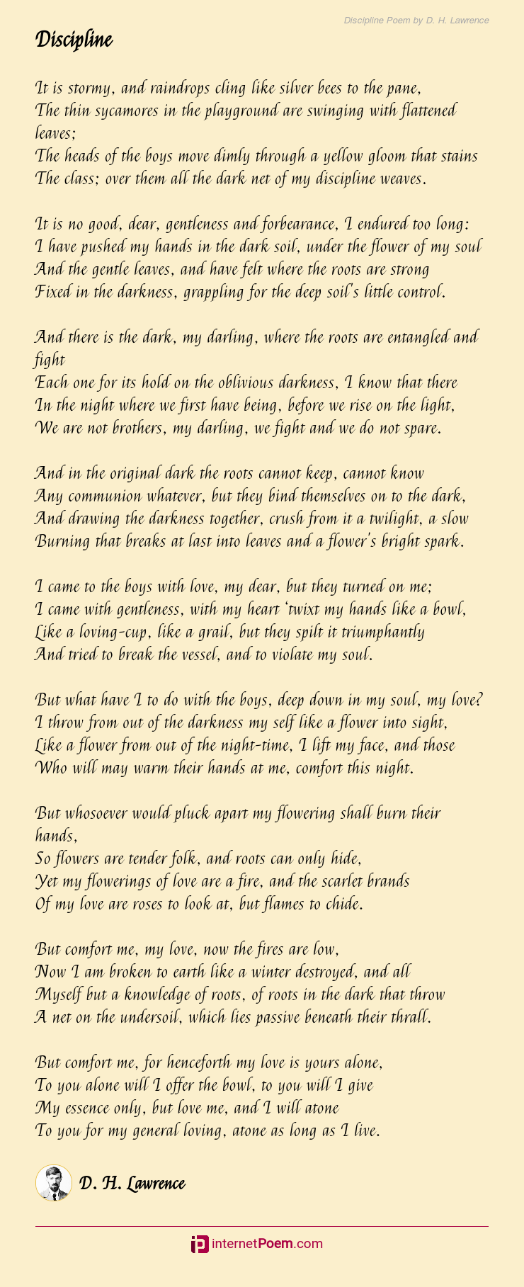 Discipline Poem by D. H. Lawrence