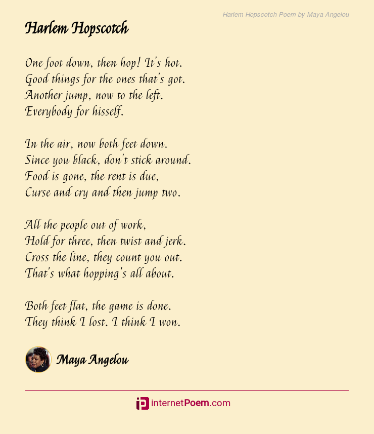Harlem Hopscotch Poem by Maya Angelou