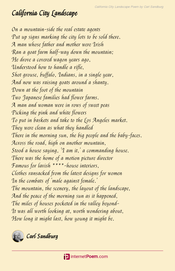 California City Landscape Poem by Carl Sandburg