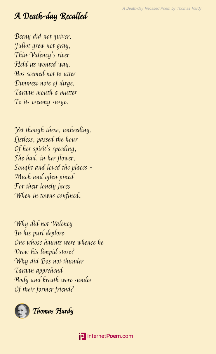 A Death-day Recalled Poem by Thomas Hardy