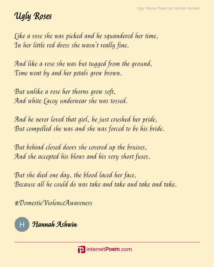 Ugly Roses Poem by Hannah Ashwin